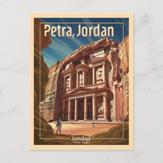Petra, Jordanië Vintage Reizen Briefkaart (Voorkant)