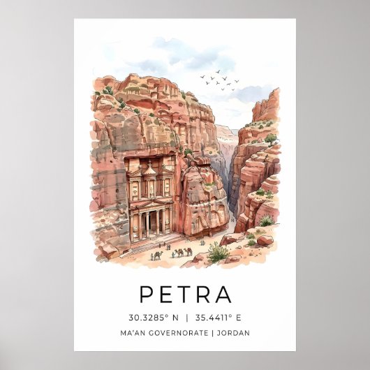 Petra-kunstprint, Kloofscene, Schatkistgevel Poster (Voorkant)