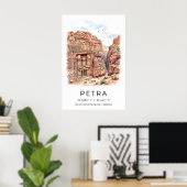 Petra-kunstprint, Kloofscene, Schatkistgevel Poster (Thuiskantoor)