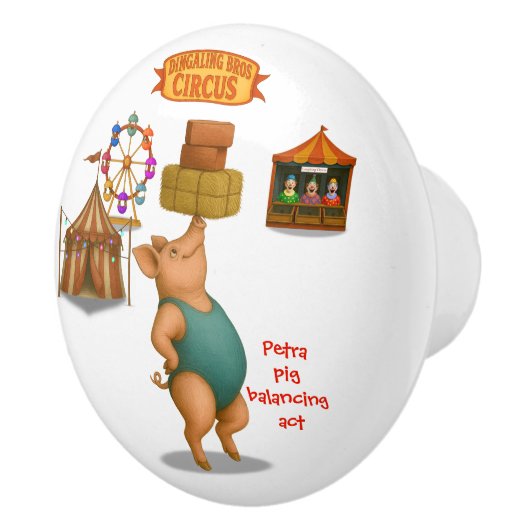 Petra pig balancing act keramische knop (Rechts)