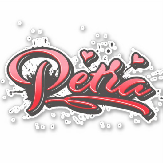 Petra red Heart Graffiti Aufkleber Sticker (Voorkant)