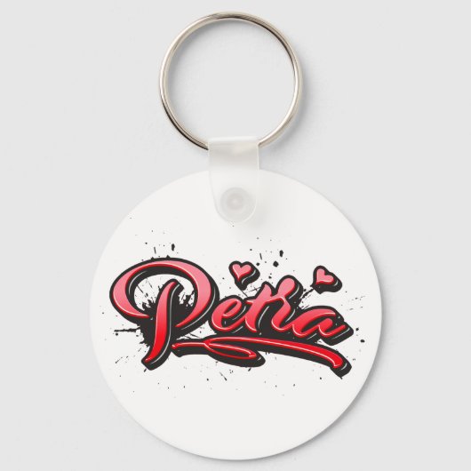 Petra rode Heart Graffiti sleutelhanger (Voorkant)