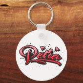 Petra rode Heart Graffiti sleutelhanger (Voorkant)