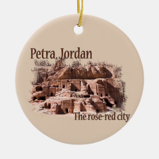 Petra: Roos Red City Keramisch Ornament (Voorkant)
