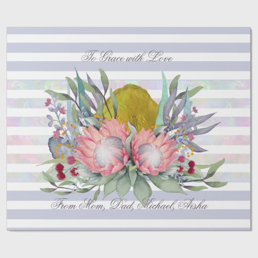 Petra's Love waterverf Floral striped custom text Cadeaupapier (Vlak)
