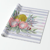 Petra's Love waterverf Floral striped custom text Cadeaupapier (Uitgerold)