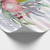 Petra's Love waterverf Floral striped custom text Cadeaupapier (Hoek)