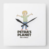 Petra's Planet Wall Clock Vierkante Klok (Voorkant)