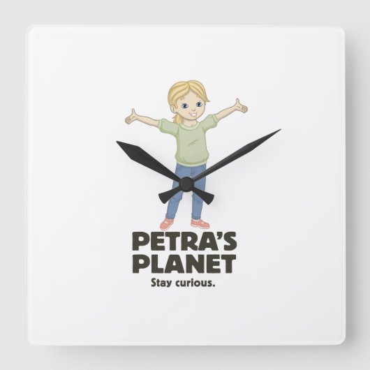 Petra's Planet Wall Clock Vierkante Klok (Voorkant)
