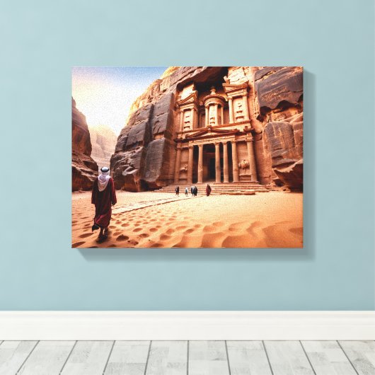 Petra's Treasury at Dawn Canvas Afdruk (Insitu (Houten vloer))