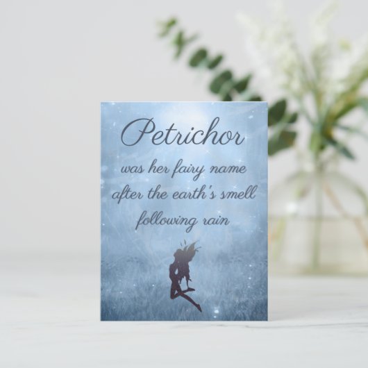 Petrichor Rain Fairy Whimsical  Style Briefkaart (Staand voorkant)