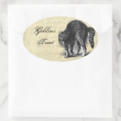 Petrified Cat Halloween Ovale Sticker (Tas)