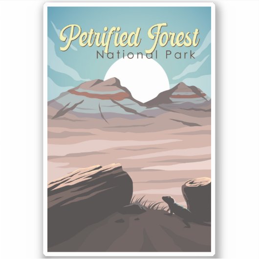 Petrified Forest National Park Illustratie Reizen Sticker (Voorkant)