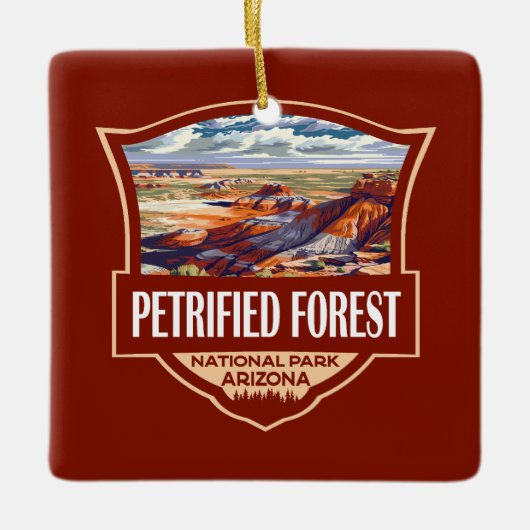 Petrified Forest National Park Illustratie Retro Keramisch Ornament (Voorkant)