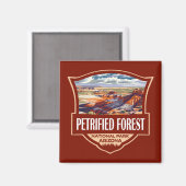 Petrified Forest National Park Illustratie Retro Magneet (Voorkant / Achterkant)