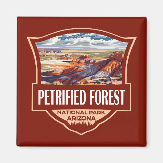 Petrified Forest National Park Illustratie Retro Magneet (Voorkant)