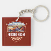 Petrified Forest National Park Illustratie Retro Sleutelhanger (Achterkant)
