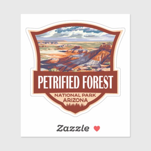 Petrified Forest National Park Illustratie Retro Sticker (Vel)