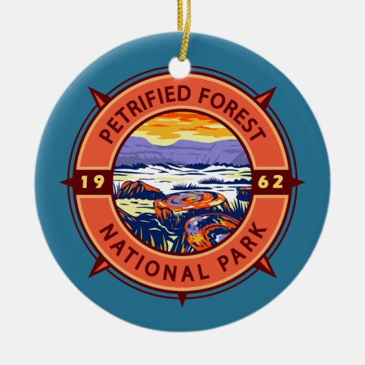 Petrified Forest National Park Retro Compass Keramisch Ornament (Voorkant)