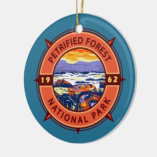 Petrified Forest National Park Retro Compass Keramisch Ornament (Links)