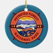 Petrified Forest National Park Retro Compass Keramisch Ornament (Achterkant)