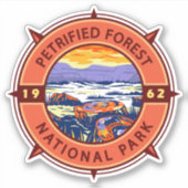 Petrified Forest National Park Retro Compass Sticker (Voorkant)