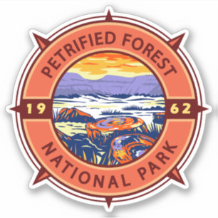 Petrified Forest National Park Retro Compass Sticker