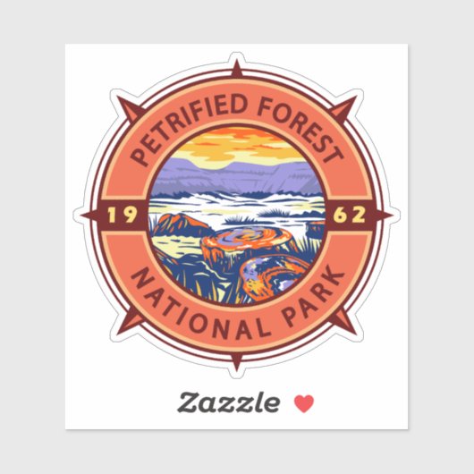 Petrified Forest National Park Retro Compass Sticker (Vel)