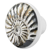 Petrified Nautical Fossil Spiral Ceramic Knob. Keramische Knop (Rechts)