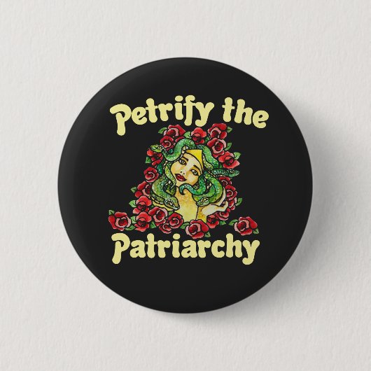 Petrify the Patriarchy feminist medusa Ronde Button 5,7 Cm (Voorkant)