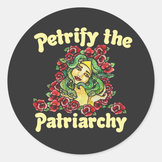 Petrify the Patriarchy feminist medusa Ronde Sticker (Voorkant)