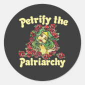 Petrify the Patriarchy feminist medusa Ronde Sticker (Voorkant)