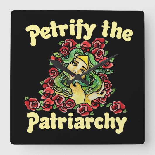 Petrify the Patriarchy feminist medusa Vierkante Klok (Voorkant)