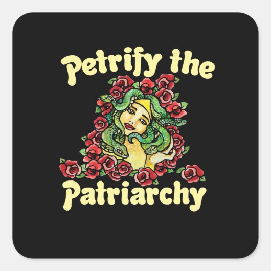 Petrify the Patriarchy feminist medusa Vierkante Sticker (Voorkant)