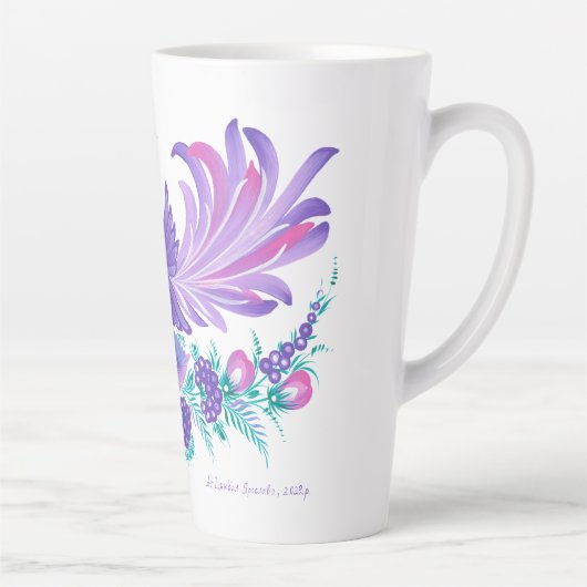 Petrikivka Oekraïense kunst. Aquarellen. Latte Mok (Rechts)