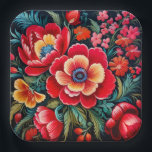 Petrikivka Ukrainian traditional folk art Papieren Bordje<br><div class="desc">Petrikivka Ukrainian traditional folk art watercolour painting.</div>