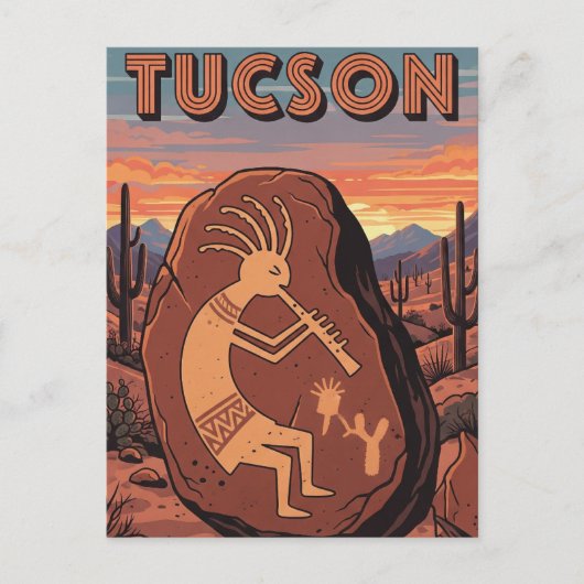 Petroglyf Tuscon Arizona Reis Briefkaart (Voorkant)