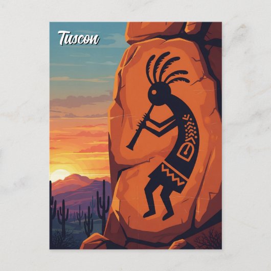Petroglyf Tuscon Arizona Reis Briefkaart (Voorkant)