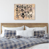petroglyph-collecties maskers en -koppen canvas afdruk (Insitu (Slaapkamer))