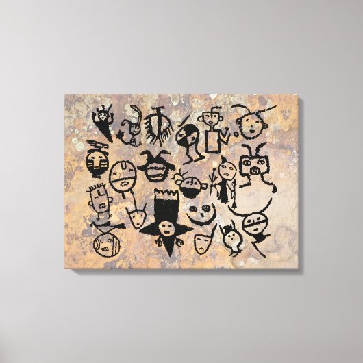 petroglyph-collecties maskers en -koppen canvas afdruk (Voorkant)