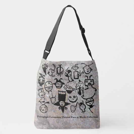 Petroglyph-collecties maskers en -koppen crossbody tas (Achterkant)