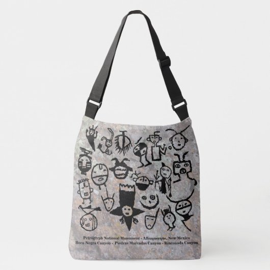 Petroglyph-collecties maskers en -koppen crossbody tas (Voorkant)