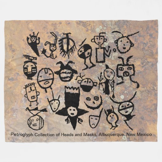 petroglyph-collecties maskers en -koppen fleece deken (Voorkant (Horizontaal))