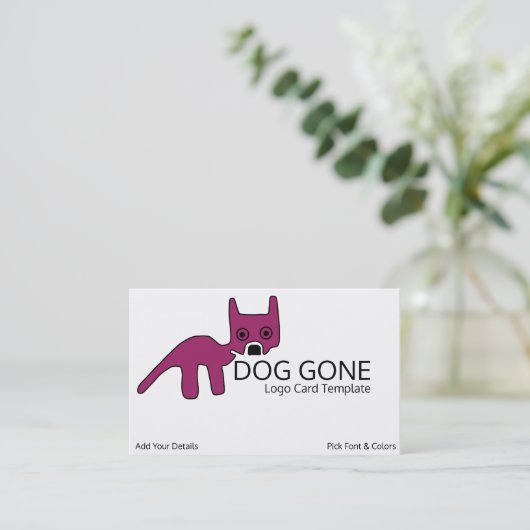 Petroglyph Dog Logo Sjabloon - Paarse hond Visitekaartje (Staand voorkant)