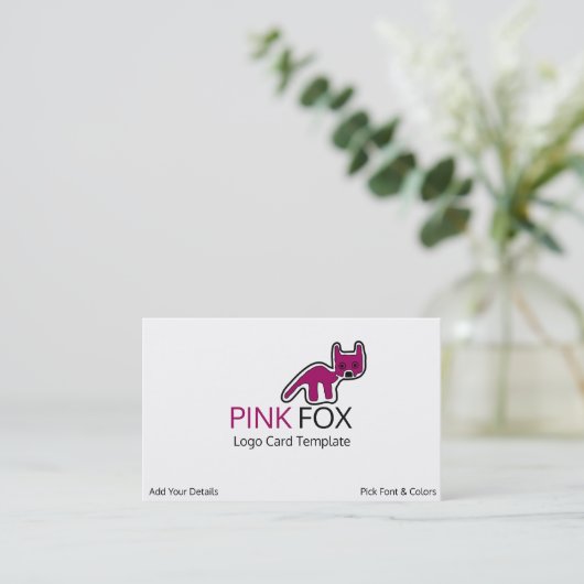 Petroglyph Fox Symbol - Roze Fox Visitekaartje (Staand voorkant)