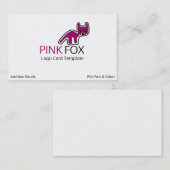 Petroglyph Fox Symbol - Roze Fox Visitekaartje (Voorkant / Achterkant)