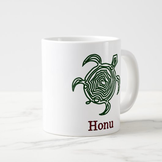 Petroglyph Hawaiian Green Zee Turtle Grote Koffiekop (Voorkant rechts)