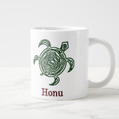 Petroglyph Hawaiian Green Zee Turtle Grote Koffiekop (Rechts)