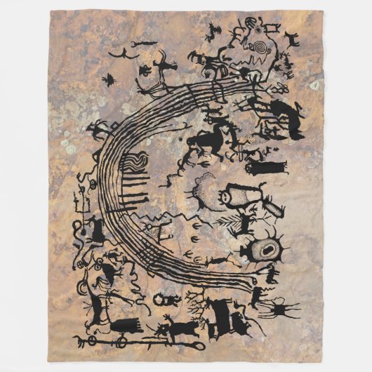 Petroglyph-paneel Fleece Deken (Voorkant)