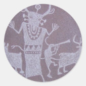 petroglyph ronde sticker (Voorkant)